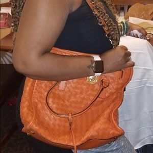 Michael Kors woven leather Hamilton handbag